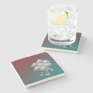 White teal burgundy stone coaster