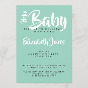 White & Teal Checkerboard Invitation