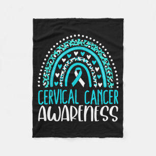 White Teal Ribbon Cervical Cancer Awareness Month Fleece Blanket