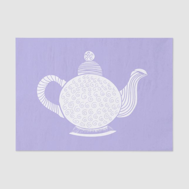 White Teapot on Lavender Tissue Paper (Front)