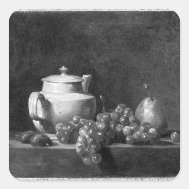 White Teapot with Two Chestnuts Square Sticker (Front)