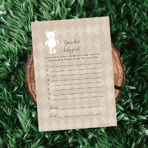 White Teddy Bear Guess The Baby Food Shower Game Invitation