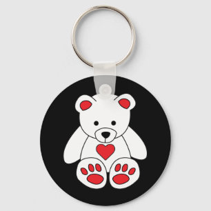 White Teddy Bear Heart Valentine's Day I Love You Keychain
