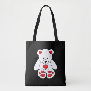 White Teddy Bear Heart Valentine's Day I Love You Tote Bag