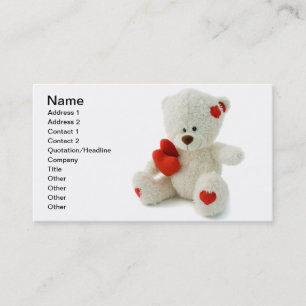 White Teddy bear holding a red heart Business Card