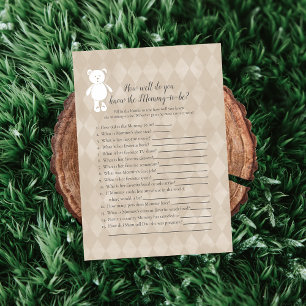 White Teddy Bear Who Knows Mommy Best Shower Game Invitation