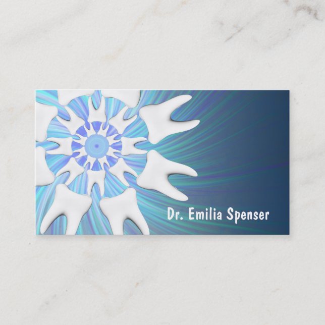 White Teeth Circle Dentist Business Card (Front)