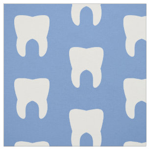 White Teeth On a Blue Background Fabric