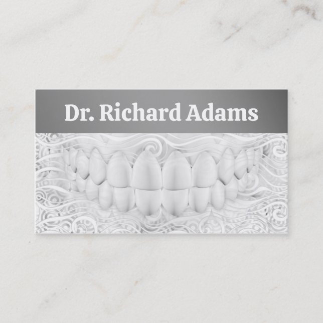 White Teeth Smile Dentist Business Card (Front)