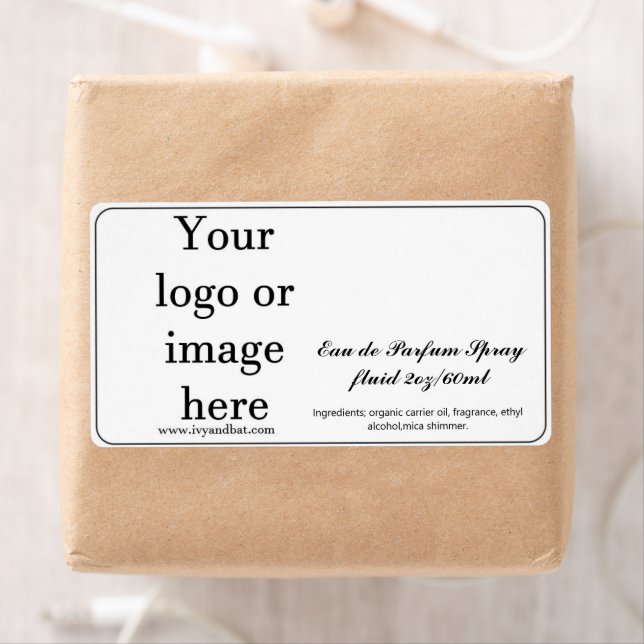 White Template 2oz Size Perfume Spray Bottle Label (Insitu)