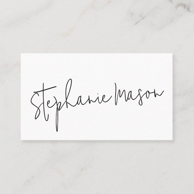 White Template Business Minimalist Script Simple  Business Card (Front)