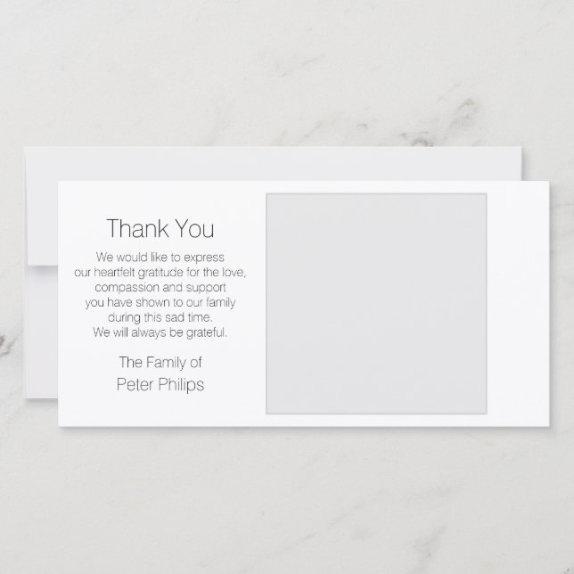 White Template Sympathy Thank you with Grey Border (Front)