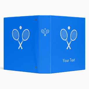 White Tennis Rackets on Blue Personalized Binder