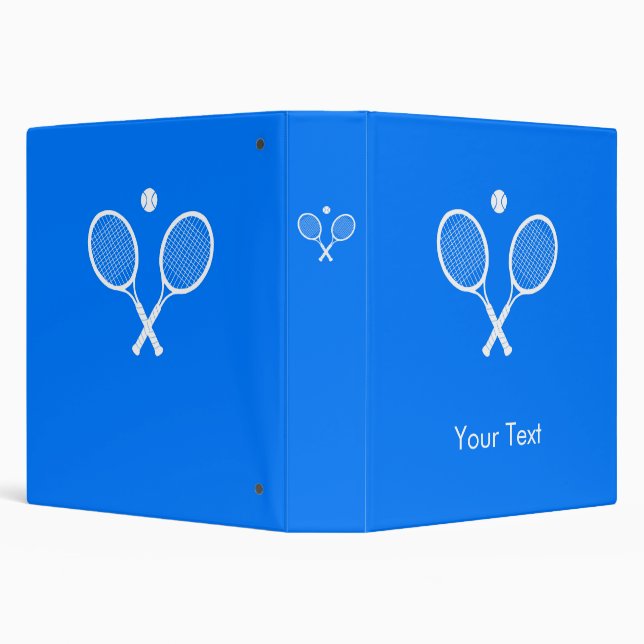 White Tennis Rackets on Blue Personalized Binder (Background)