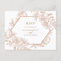 White Terra Cotta Geometric Floral Wedding RSVP