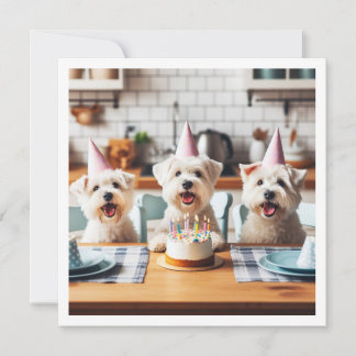 White terrier card, White terrier birthday Invitation