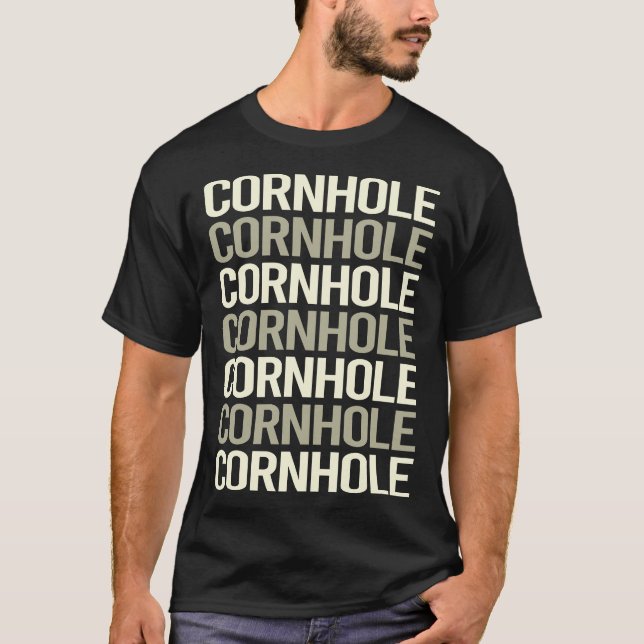 White Text Cornhole T-Shirt (Front)