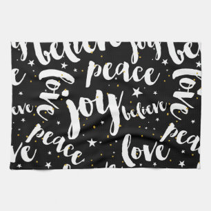 White Text Design On Black Background Kitchen Towel