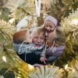 White Text | Grandkids Make Life Grand Photo Ornam Metal Ornament<br><div class="desc">"Grandkids make life grand" in white modern calligraphy lettering overlays your own photo. With room on the back for a custom message. Perfect for any grandparent! - mama, grandma, nana, meema, abuelito, grammie, grammy, momma, mimi, nanny, memaw, nanie, yiayia - papa, pépé, grandad, grandpapa, grand-pére, grampa, gramps, grampy, geepa, paw-paw,...</div>