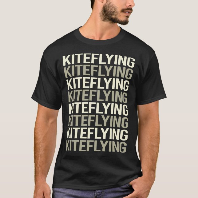 White Text Kite Flying T-Shirt (Front)