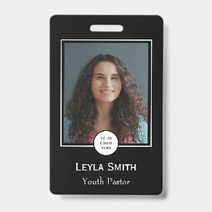 White Text Logo Photo Black Background Church Badge