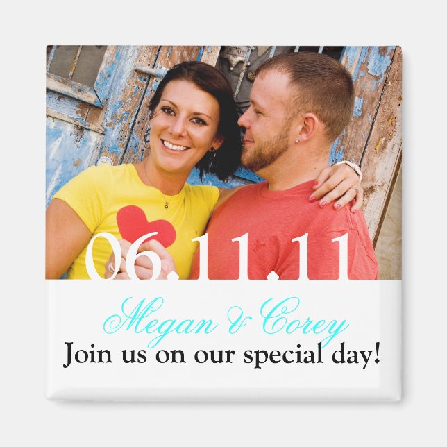 White Text: Save the Date Magnet (Front)