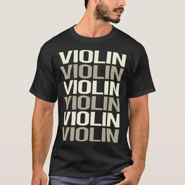 White Text Violin T-Shirt (Front)