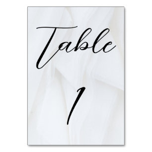 White Texture Wedding Table Card Number 1