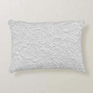 White Textured Stone, Monochrome Abstract Art Accent Pillow