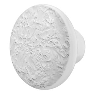 White Textured Stone, Monochrome Abstract Art Ceramic Knob