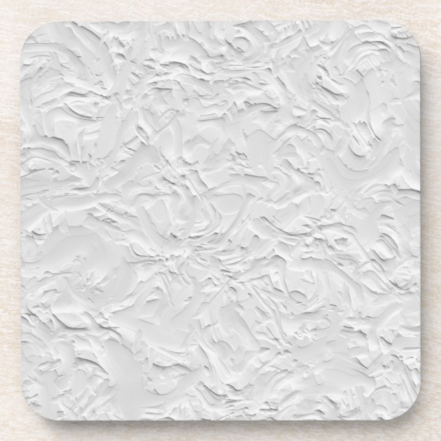 White Textured Stone, Monochrome Abstract Art Coaster (Front)