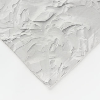 White Textured Stone, Monochrome Abstract Art Fleece Blanket