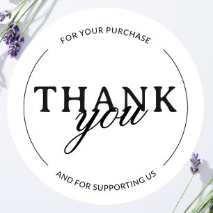White Thank you Small Business Minimalist Sticker