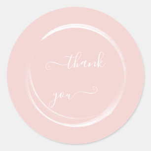 White Thank You White Powder Pink Favour  Classic Round Sticker