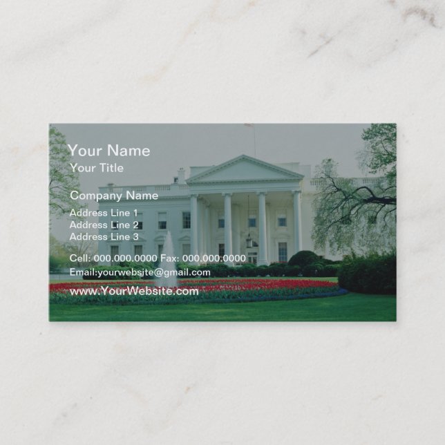 White The White House, Washington, D.C., U.S.A. fl Business Card (Front)