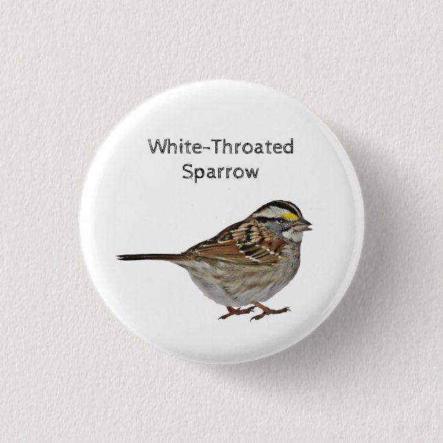 White-Throated Sparrow 1 Inch Round Button (Front)