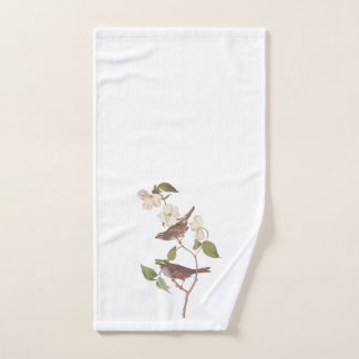 White Throated Sparrow Audubon Birds with Flowers Hand Towel