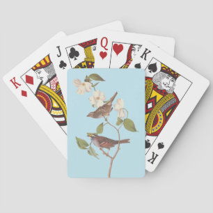 White Throated Sparrow Audubon Birds with Flowers Playing Cards