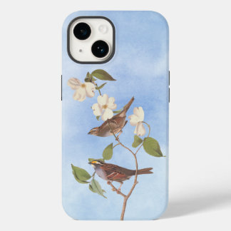 White Throated Sparrow Audubuon Bird with Flowers  Case-Mate iPhone 14 Case