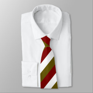 White Tie With Dark Red/Green Stripes