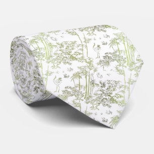 White tie with green bamboo