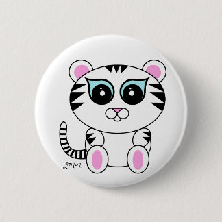White Tiger 2 Inch Round Button