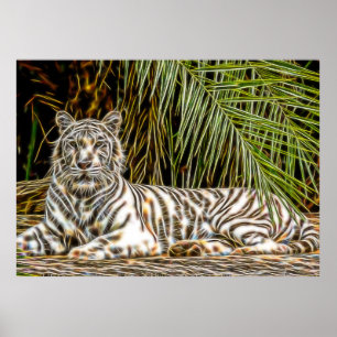White Tiger Abstract Print
