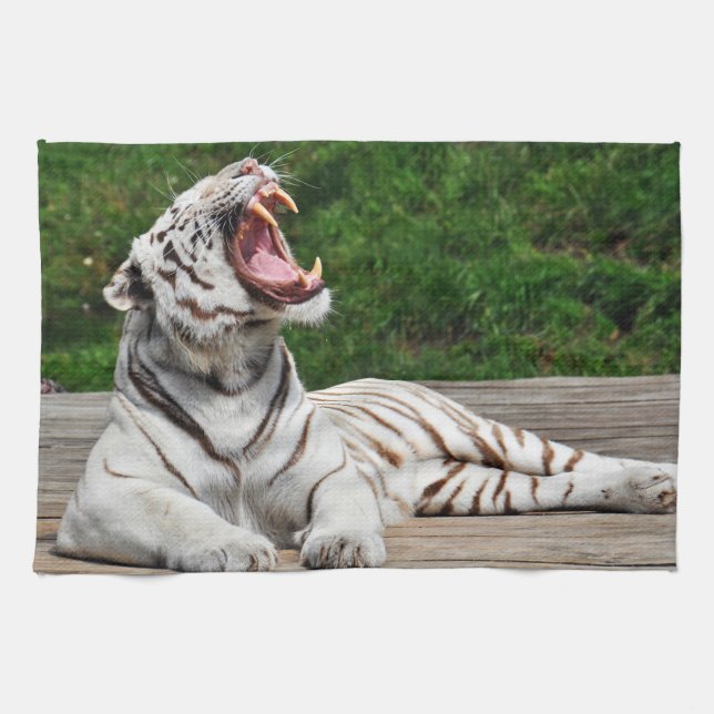 White Tiger, Bengal Tiger Kitchen Towel (Horizontal)