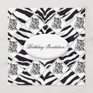 White Tiger Birthday Invitation