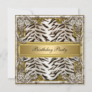 White Tiger Birthday Party Invitation