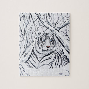 White Tiger Blending In Jigsaw Puzzle