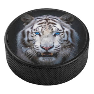 White Tiger Blue Eyes Hockey Puck