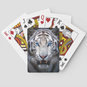 White Tiger Blue Eyes Playing Cards