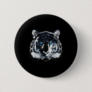 White Tiger Blue Eyes Wild Cat Animal _1 2 Inch Round Button